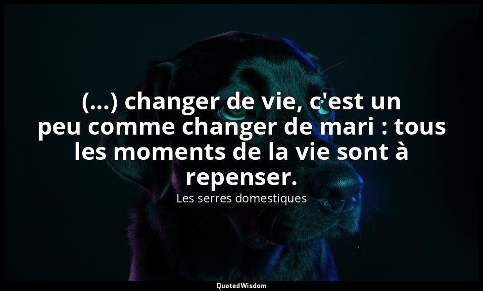(...) changer de vie, c'est un peu comme changer de mari : tous les moments de l — Les serres domestiques