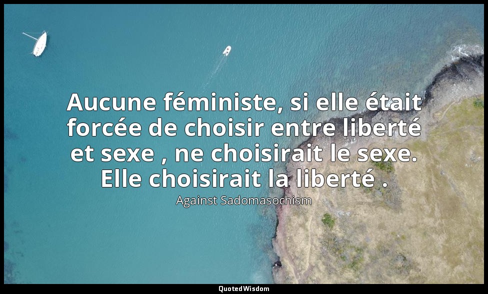 Aucune féministe, si elle était forcée de choisir entre liberté et sexe , ne cho — Against Sadomasochism