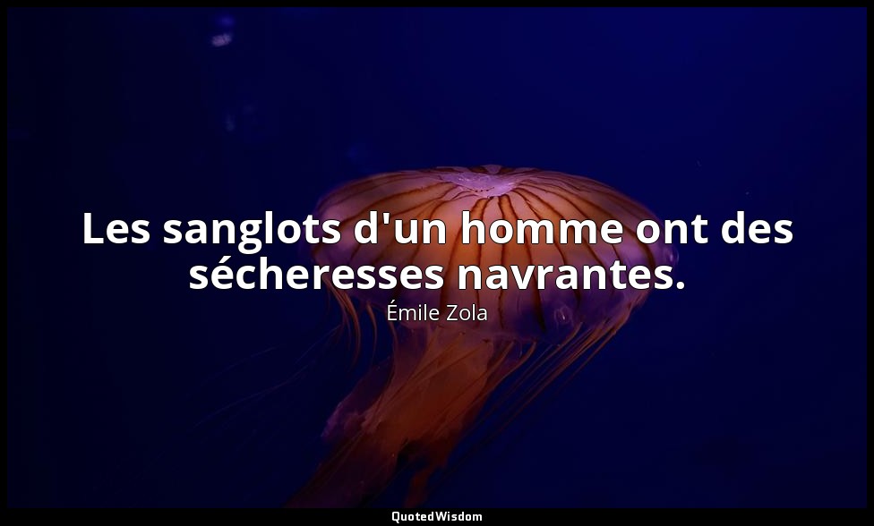 Les sanglots d'un homme ont des sécheresses navrantes. — Émile Zola