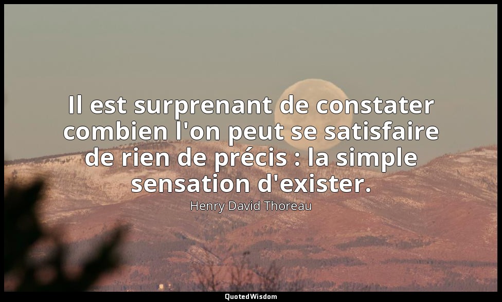 Il est surprenant de constater combien l'on peut se satisfaire de rien de précis — Henry David Thoreau