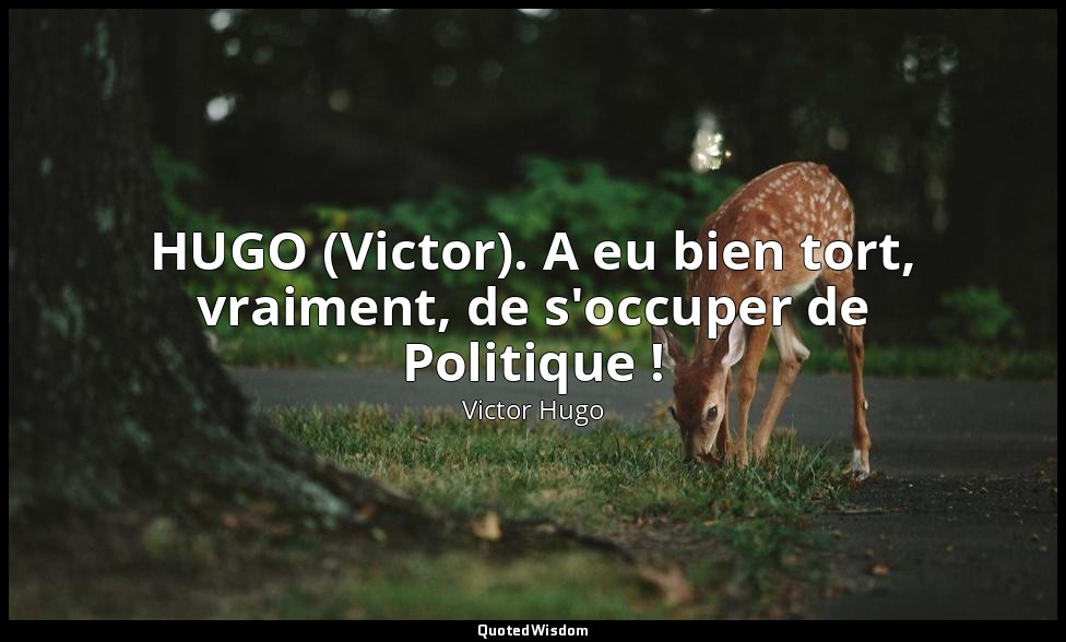 HUGO (Victor). A eu bien tort, vraiment, de s'occuper de Politique ! — Victor Hugo