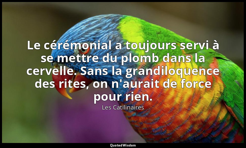 Le cérémonial a toujours servi à se mettre du plomb dans la cervelle. Sans la gr — Les Catilinaires