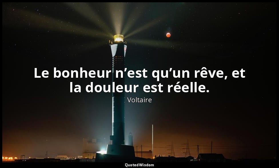 Le bonheur n’est qu’un rêve, et la douleur est réelle. — Voltaire