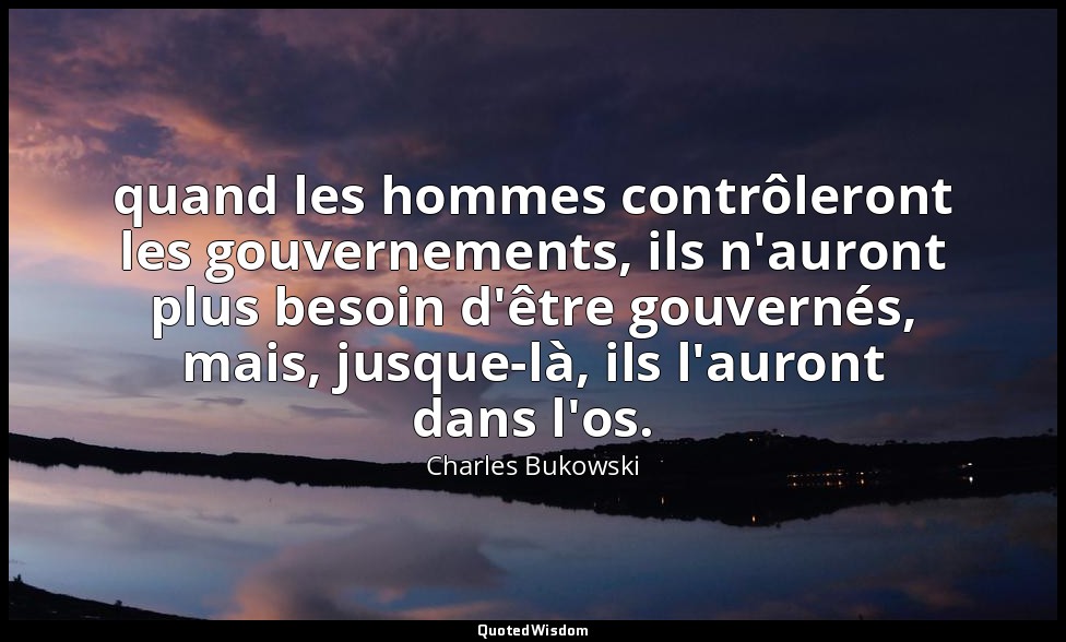 quand les hommes contrôleront les gouvernements, ils n'auront plus besoin d'être — Charles Bukowski