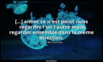 […] aimer ce n'est point nous regarder l'un l'autre mais regarder ensemble dans  — Terre des hommes