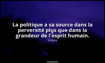 La politique a sa source dans la perversité plus que dans la grandeur de l'espri — Voltaire