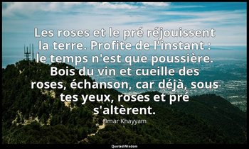 Les roses et le pré réjouissent la terre. Profite de l'instant : le temps n'est  — Omar Khayyam