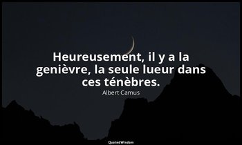 Heureusement, il y a la genièvre, la seule lueur dans ces ténèbres. — Albert Camus