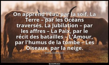 On apprend l'Eau par la soif. La Terre – par les Océans traversés. La Jubilation — Emily Dickinson
