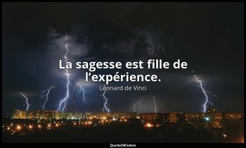 La sagesse est fille de l’expérience. — Léonard de Vinci