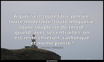 A quoi sert toute libre pensée, toute modernité, toute moquerie, toute souplesse — Friedrich Nietzsche