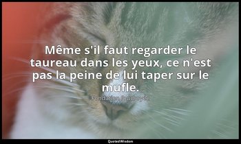 Même s'il faut regarder le taureau dans les yeux, ce n'est pas la peine de lui t — Fondation foudroyée