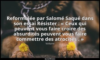 Reformulée par Salomé Saqué dans son essai Résister : « Ceux qui peuvent vous fa — Voltaire