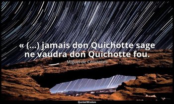 « (…) jamais don Quichotte sage ne vaudra don Quichotte fou. — Miguel de Cervantes