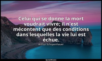 Celui qui se donne la mort voudrait vivre; il n'est mécontent que des conditions — Arthur Schopenhauer