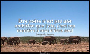 Être poète n'est pas une ambition que j'aie, c'est ma manière à moi d'être seul — Fernando Pessoa