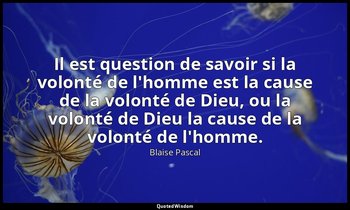 Il est question de savoir si la volonté de l'homme est la cause de la volonté de — Blaise Pascal