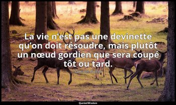 La vie n’est pas une devinette qu’on doit résoudre, mais plutôt un nœud gordien  — Samuel Butler