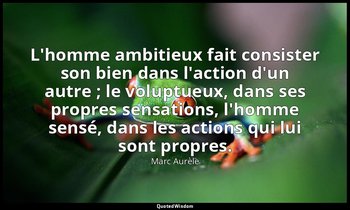 L'homme ambitieux fait consister son bien dans l'action d'un autre ; le voluptue — Marc Aurèle