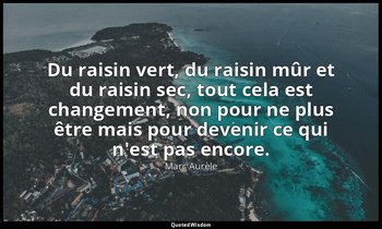 Du raisin vert, du raisin mûr et du raisin sec, tout cela est changement, non po — Marc Aurèle
