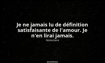 Je ne jamais lu de définition satisfaisante de l'amour. Je n'en lirai jamais. — Noireclaire