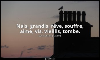 Nais, grandis, rêve, souffre, aime, vis, vieillis, tombe. — Les Contemplations