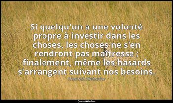 Si quelqu'un a une volonté propre à investir dans les choses, les choses ne s'en — Friedrich Nietzsche