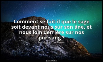 Comment se fait-il que le sage soit devant nous sur son âne, et nous loin derriè — Le calepin d'un flâneur‎