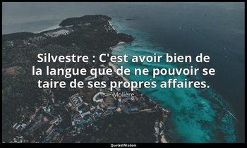Silvestre : C'est avoir bien de la langue que de ne pouvoir se taire de ses prop — Molière