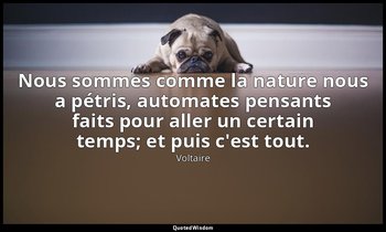 Nous sommes comme la nature nous a pétris, automates pensants faits pour aller u — Voltaire