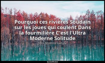 Pourquoi ces rivières Soudain sur les joues qui coulent Dans la fourmilière C'es — Ultra Moderne Solitude