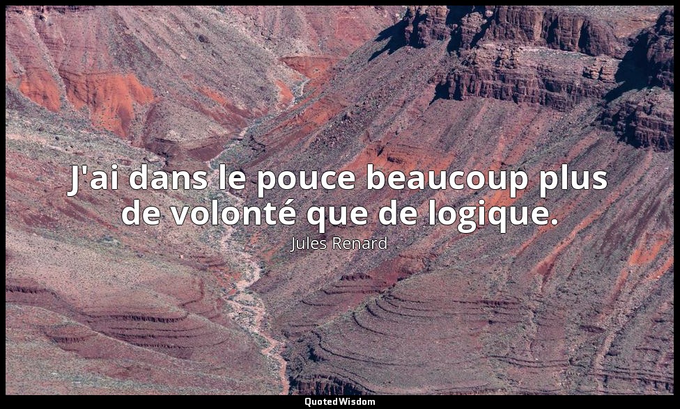 J'ai dans le pouce beaucoup plus de volonté que de logique. — Jules Renard
