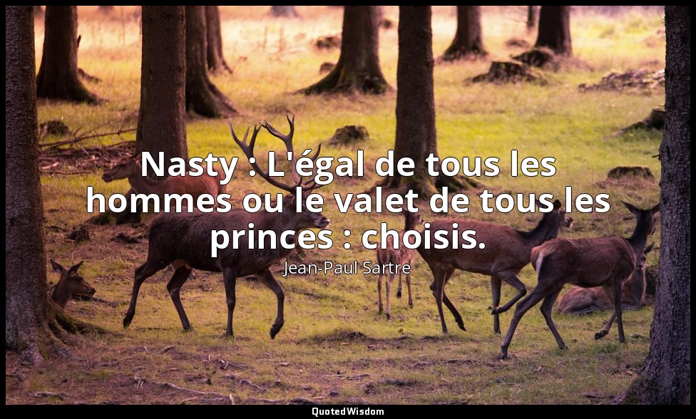 Nasty : L'égal de tous les hommes ou le valet de tous les princes : choisis. — Jean-Paul Sartre