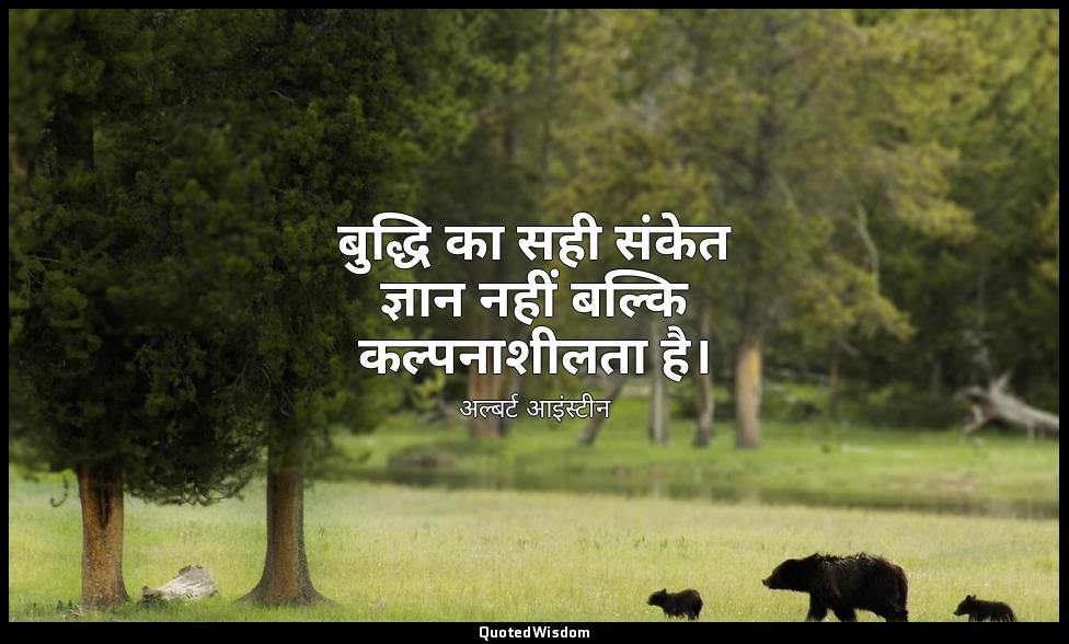 बुद्धि का सही संकेत ज्ञान नहीं बल्कि कल्पनाशीलता है। — अल्बर्ट आइंस्टीन