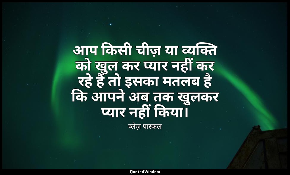 आप किसी चीज़ या व्यक्ति को खुल कर प्यार नहीं कर रहे हैं तो इसका मतलब है कि आपने  — ब्लेज़ पास्कल