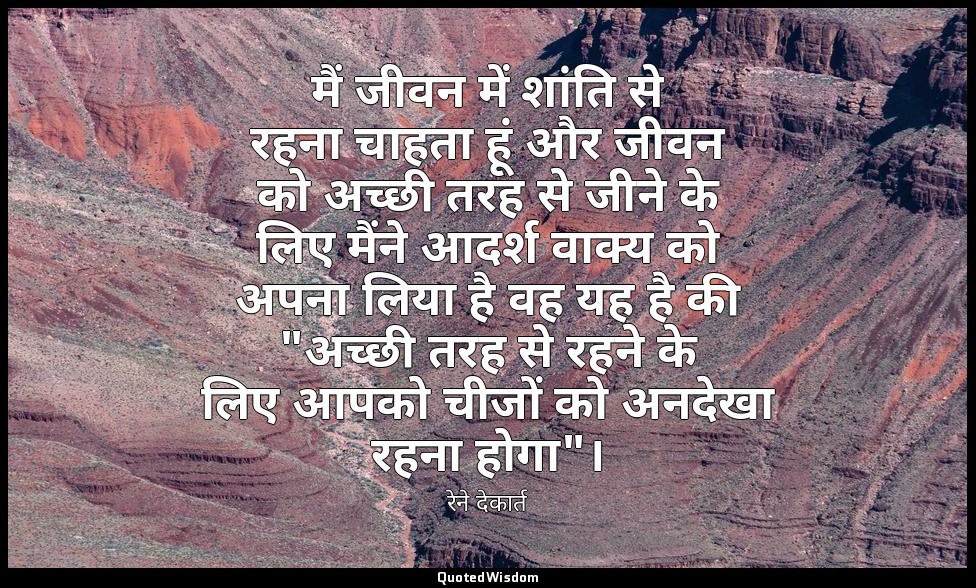 मैं जीवन में शांति से रहना चाहता हूं और जीवन को अच्छी तरह से जीने के लिए मैंने आ — रेने देकार्त