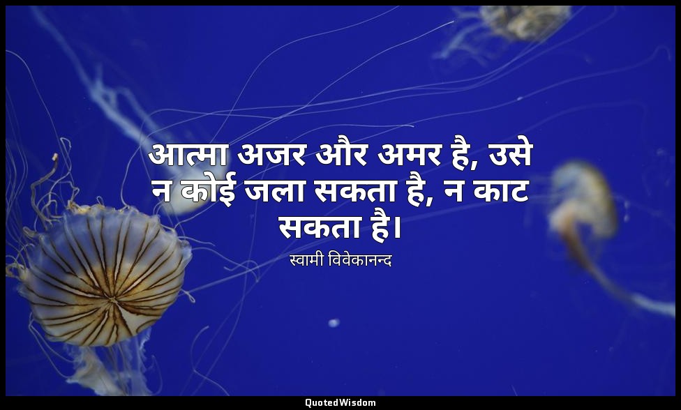 आत्मा अजर और अमर है, उसे न कोई जला सकता है, न काट सकता है। — स्वामी विवेकानन्द