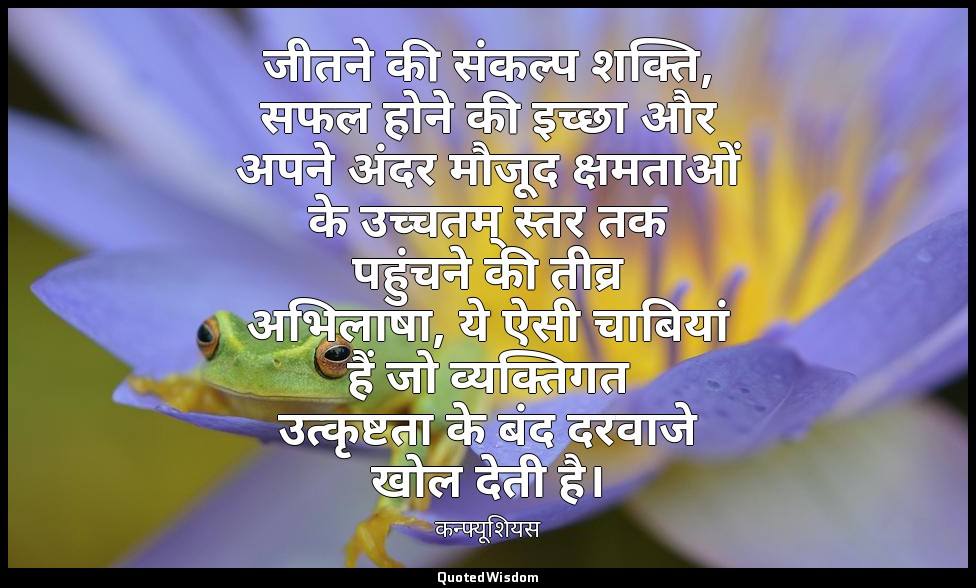 जीतने की संकल्प शक्ति, सफल होने की इच्छा और अपने अंदर मौजूद क्षमताओं के उच्चतम्  — कन्फ्यूशियस