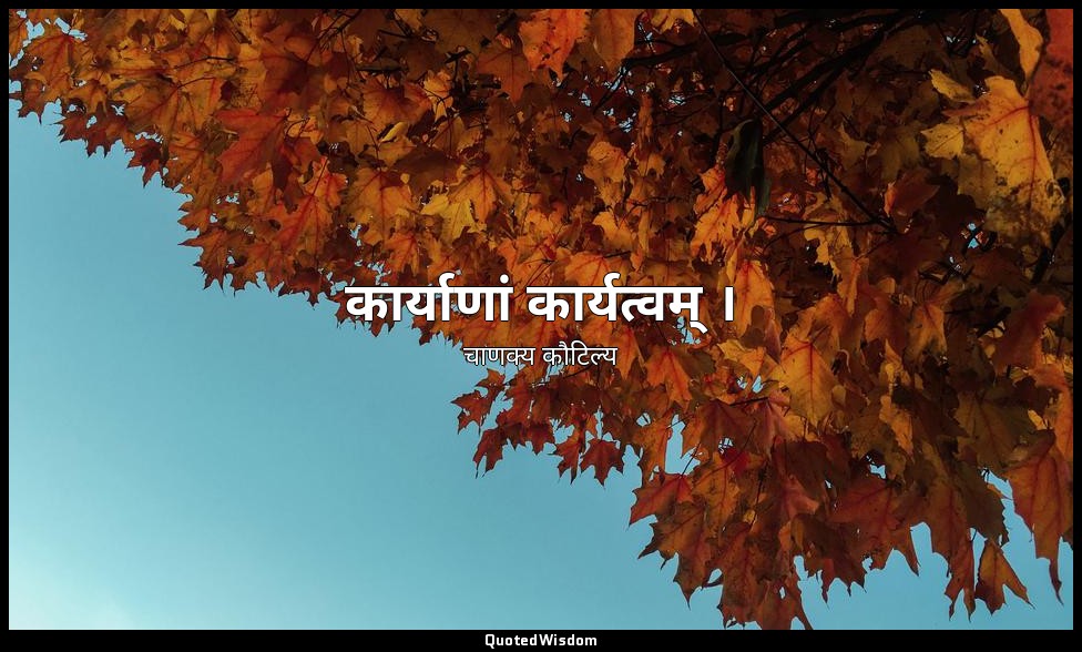 कार्याणां कार्यत्वम् । — चाणक्य कौटिल्य