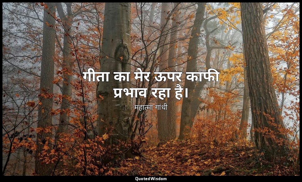 गीता का मेर ऊपर काफी प्रभाव रहा है। — महात्मा गांधी