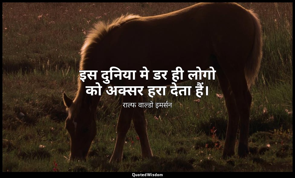 इस दुनिया मे डर ही लोगो को अक्सर हरा देता हैं। — राल्फ वाल्डो इमर्सन