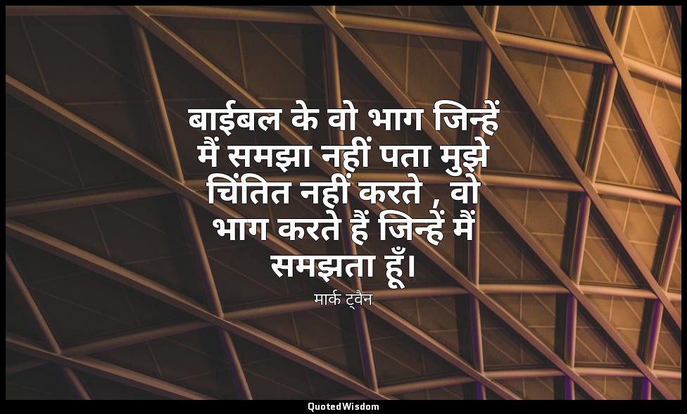 बाईबल के वो भाग जिन्हें मैं समझा नहीं पता मुझे चिंतित नहीं करते , वो भाग करते है — मार्क ट्वैन