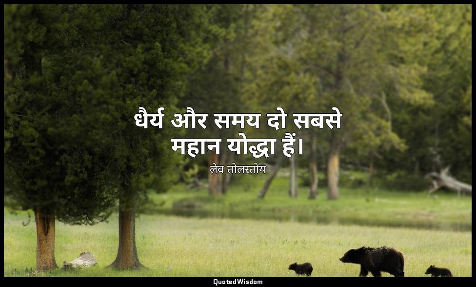 धैर्य और समय दो सबसे महान योद्धा हैं। — लेव तोलस्तोय