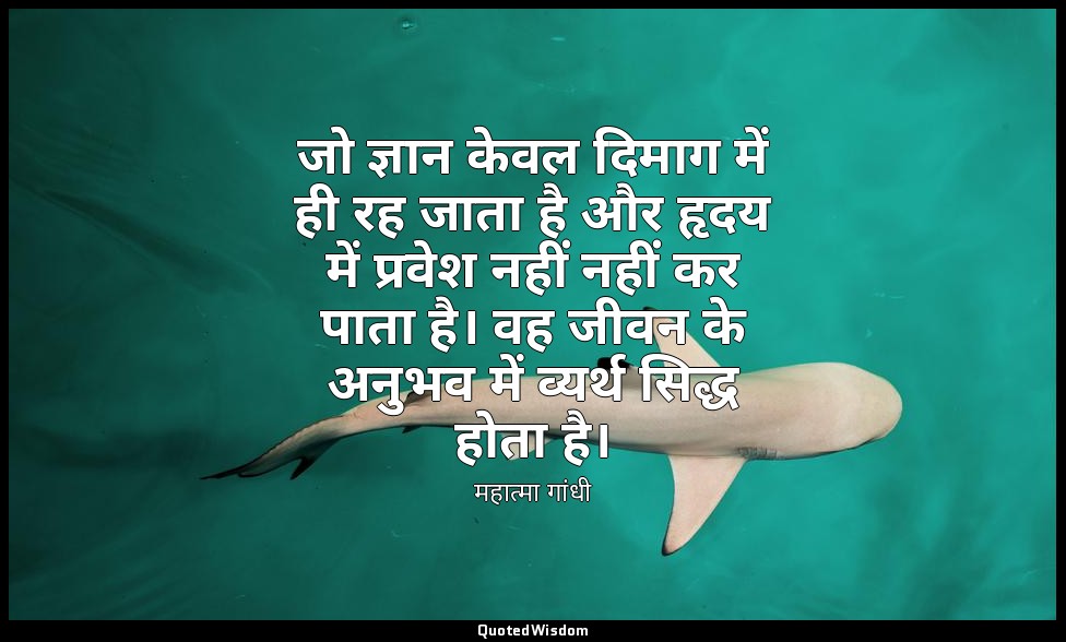 जो ज्ञान केवल दिमाग में ही रह जाता है और हृदय में प्रवेश नहीं नहीं कर पाता है। व — महात्मा गांधी