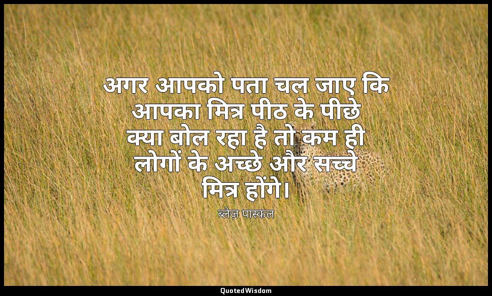अगर आपको पता चल जाए कि आपका मित्र पीठ के पीछे क्या बोल रहा है तो कम ही लोगों के  — ब्लेज़ पास्कल
