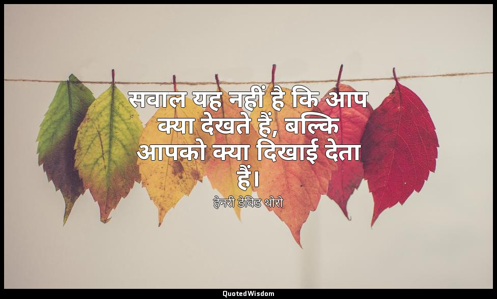 सवाल यह नहीं है कि आप क्या देखते हैं, बल्कि आपको क्या दिखाई देता हैं। — हेनरी डेविड थोरो