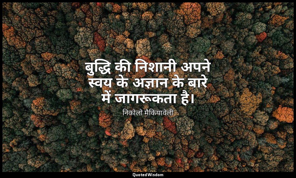 बुद्धि की निशानी अपने स्वय के अज्ञान के बारे में जागरूकता है। — निकोलो मैकियावेली