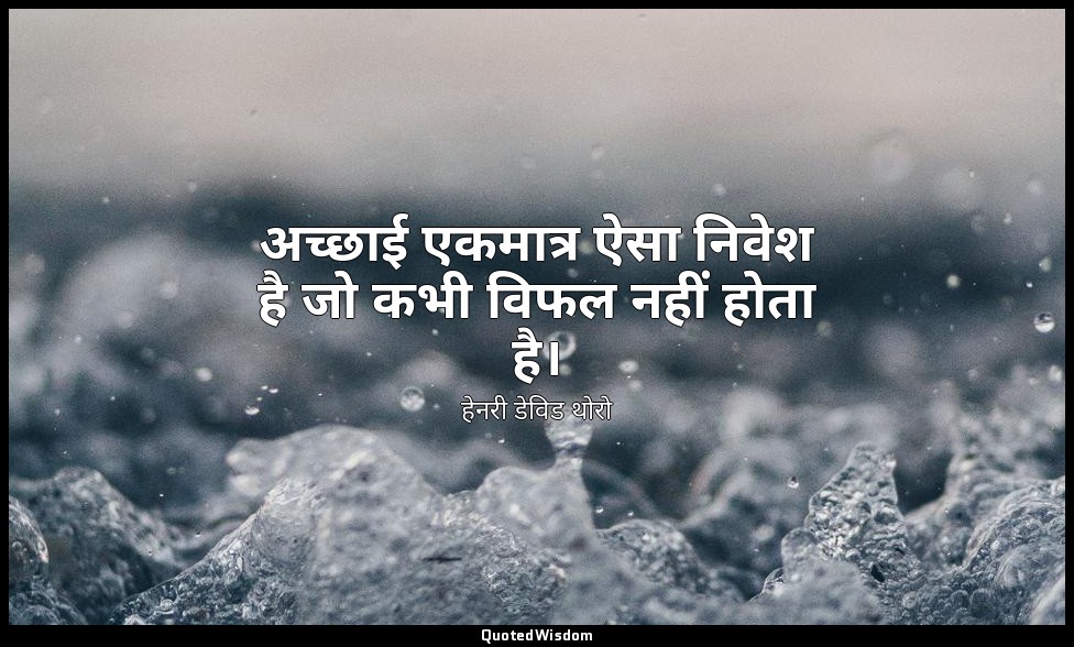 अच्छाई एकमात्र ऐसा निवेश है जो कभी विफल नहीं होता है। — हेनरी डेविड थोरो