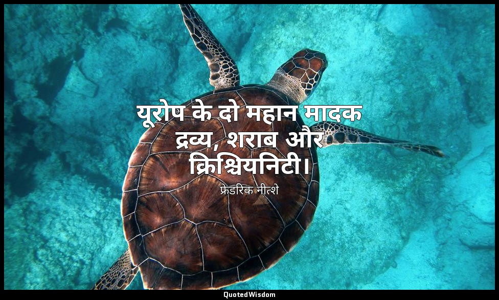 यूरोप के दो महान मादक द्रव्य, शराब और क्रिश्चियनिटी। — फ्रेडरिक नीत्शे