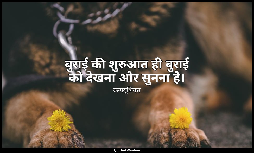 बुराई की शुरुआत ही बुराई को देखना और सुनना है। — कन्फ्यूशियस